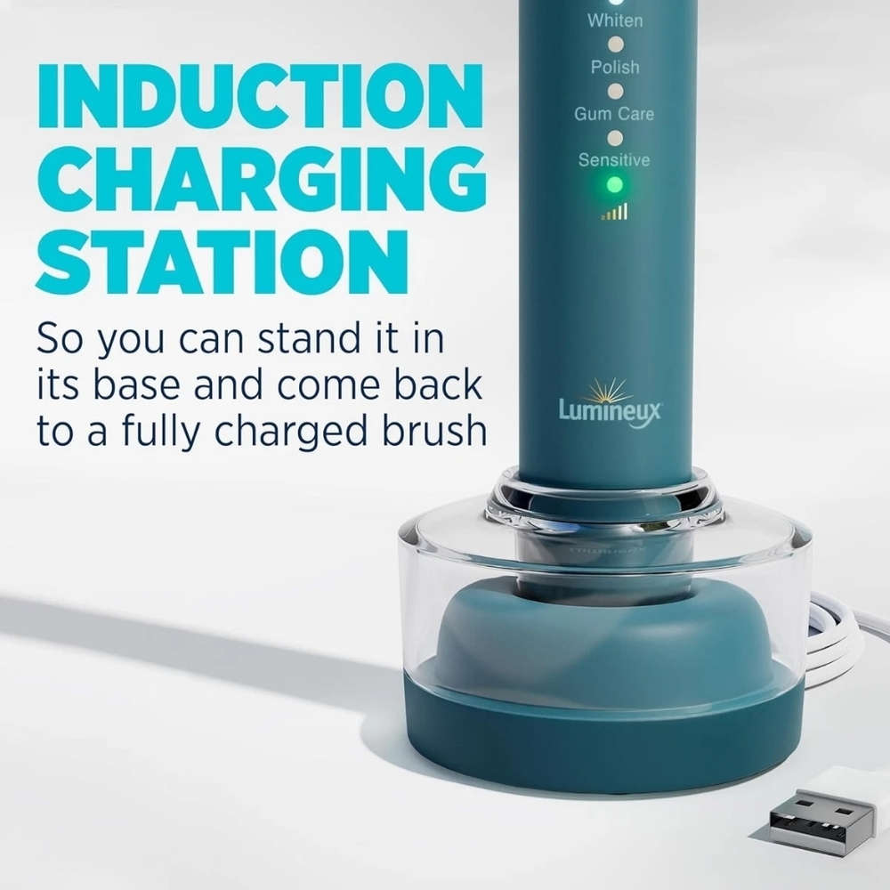 Lumineux Electric Toothbrush usb Rechargeable W/2 Heads + Charging Station - Picture 6 of 8